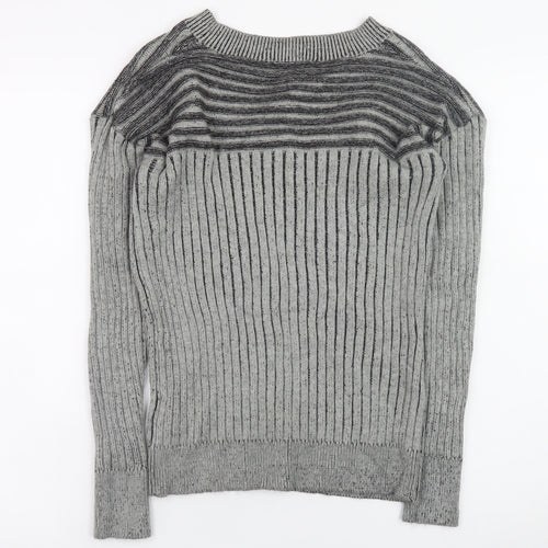 Next Mens Grey Ribbed Knit V-Neck Jumper Size S