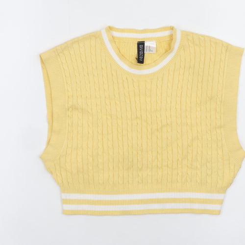 H&M Divided Women's Yellow Cable Knit Sleeveless Vest XS