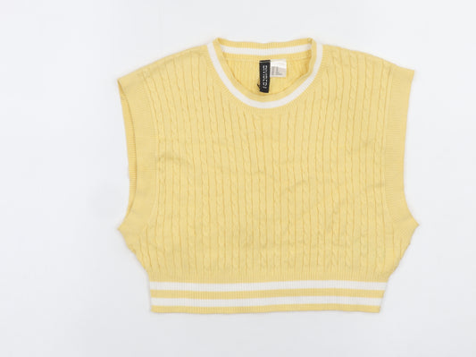 H&M Divided Women's Yellow Cable Knit Sleeveless Vest XS