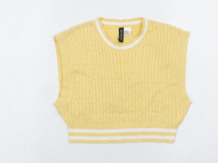 H&M Divided Women's Yellow Cable Knit Sleeveless Vest XS