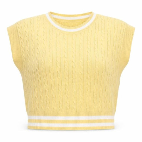 H&M Divided Women's Yellow Cable Knit Sleeveless Vest XS