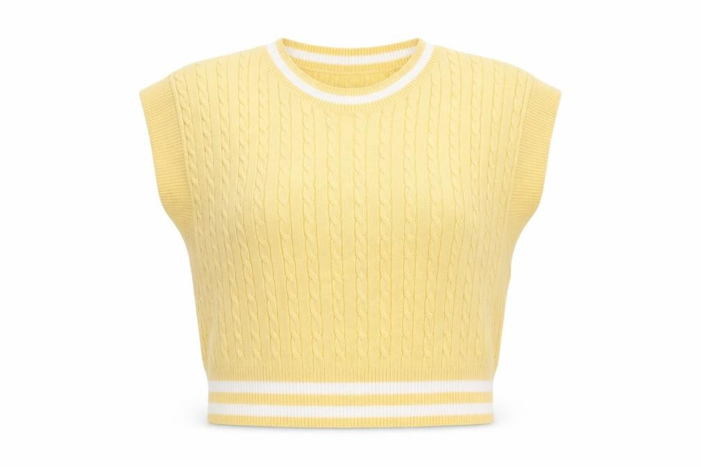 H&M Divided Women's Yellow Cable Knit Sleeveless Vest XS