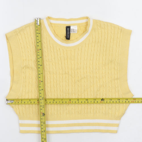 H&M Divided Women's Yellow Cable Knit Sleeveless Vest XS