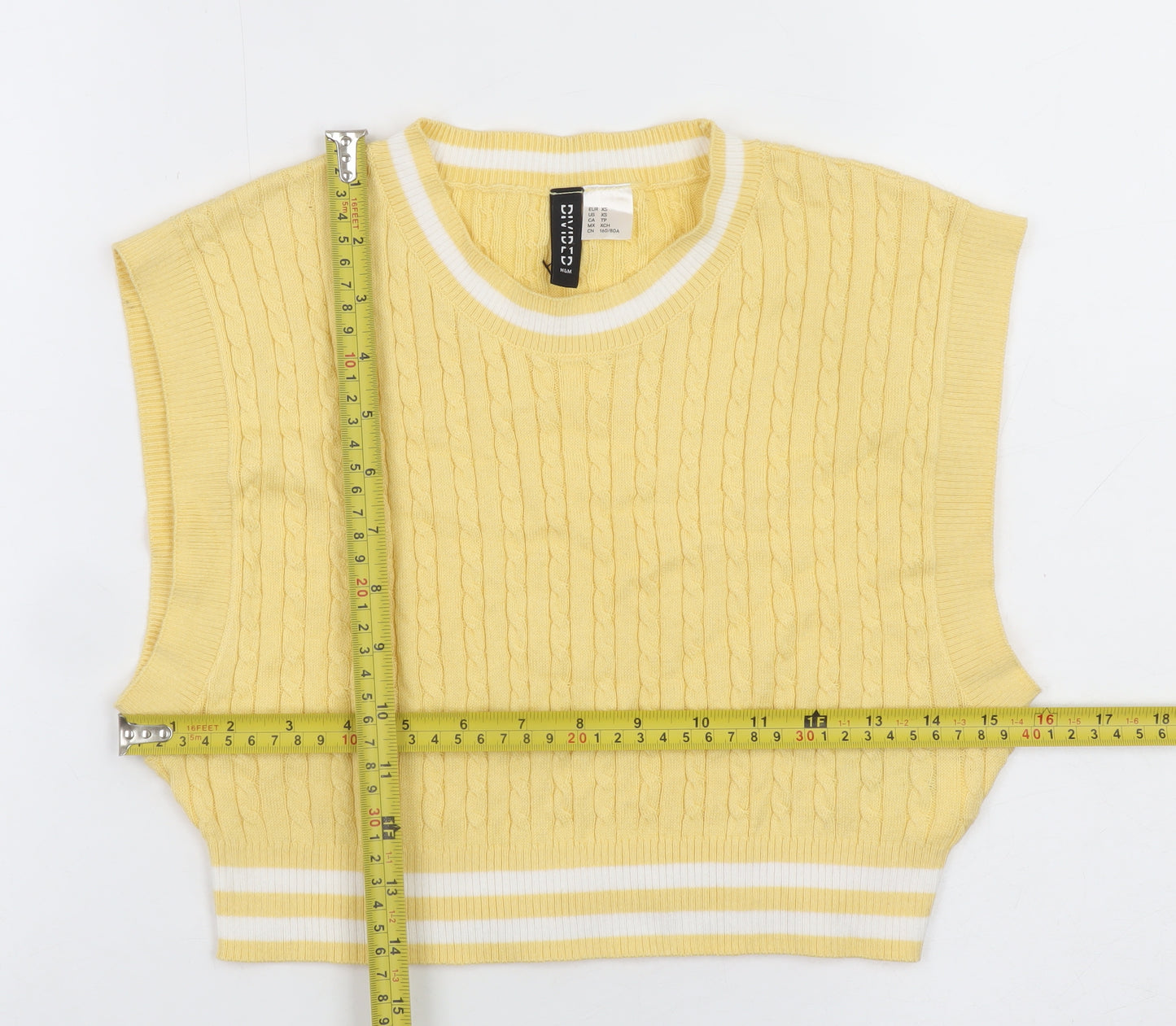 H&M Divided Women's Yellow Cable Knit Sleeveless Vest XS