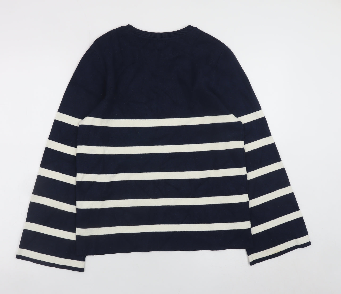 Tu Women Blue White Striped Crew Neck Long Sleeve Jumper Size 8
