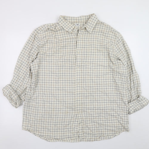 Uniqlo Men Beige Check Cotton Button-Up Shirt XXL