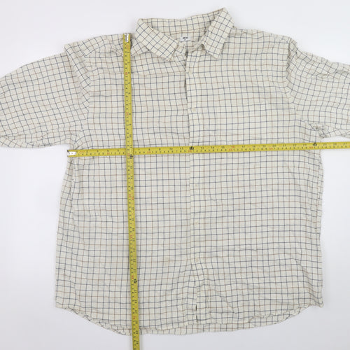 Uniqlo Men Beige Check Cotton Button-Up Shirt XXL