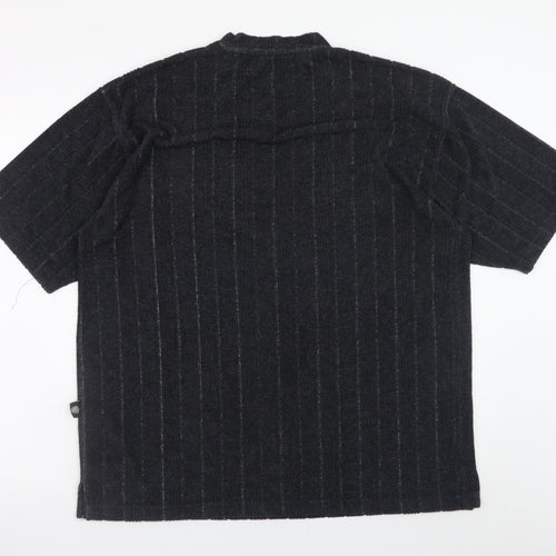 Warner Bros Studio Store Men's Black XL V-Neck Vintage Striped T-Shirt