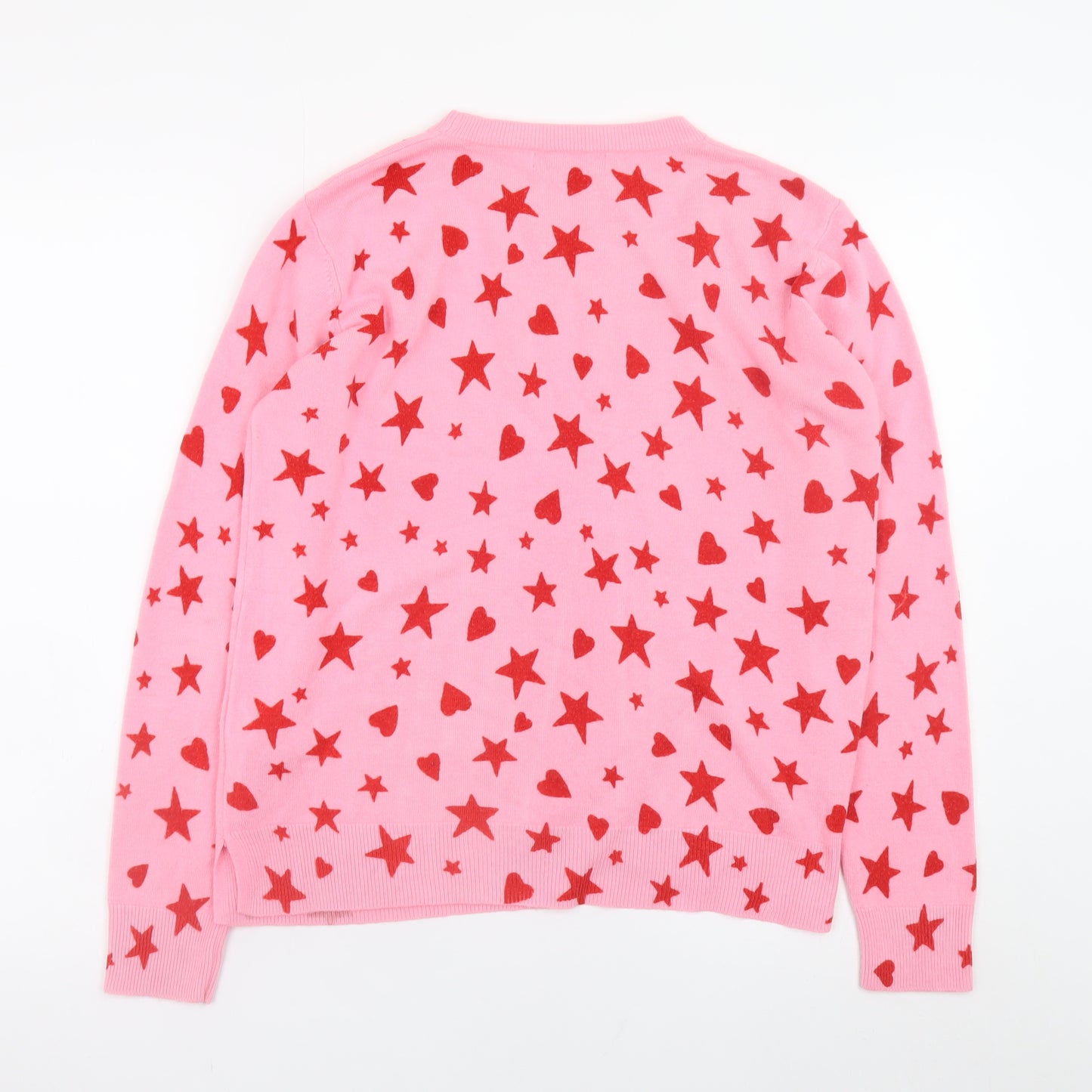 Marks and Spencer Women's Pink Heart Star Crew Neck Jumper Size 16