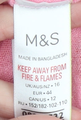 Marks and Spencer Women's Pink Heart Star Crew Neck Jumper Size 16