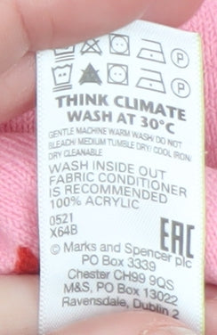 Marks and Spencer Women's Pink Heart Star Crew Neck Jumper Size 16
