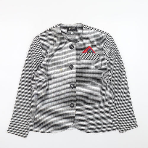 Norman Linton Petite Women’s Black Houndstooth Blazer Size 12