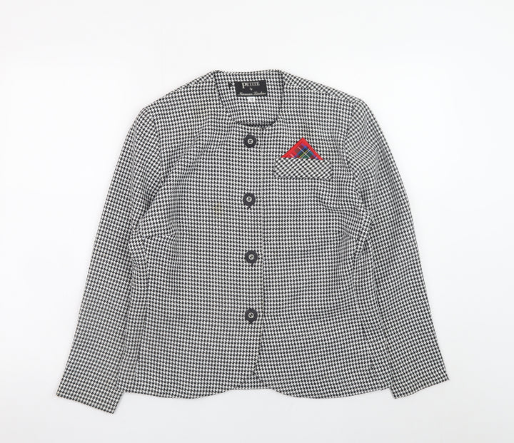 Norman Linton Petite Women’s Black Houndstooth Blazer Size 12