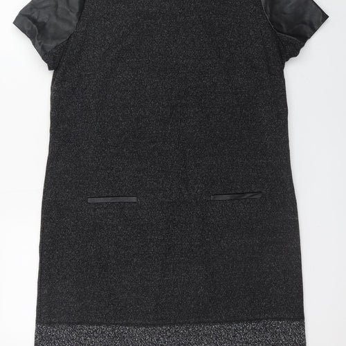 Marks and Spencer Women Black Shift Dress UK 14 Short Sleeve
