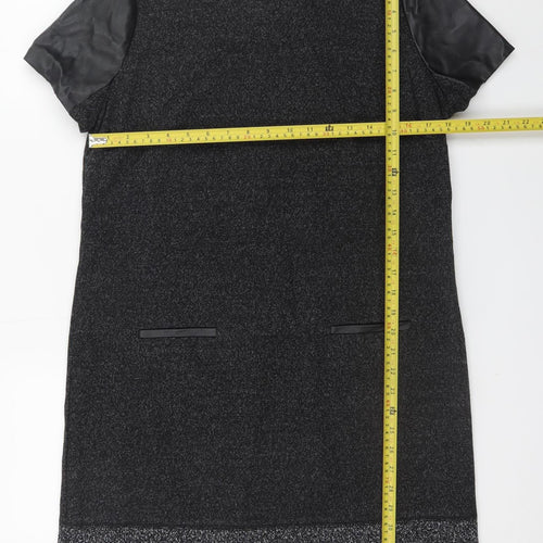 Marks and Spencer Women Black Shift Dress UK 14 Short Sleeve