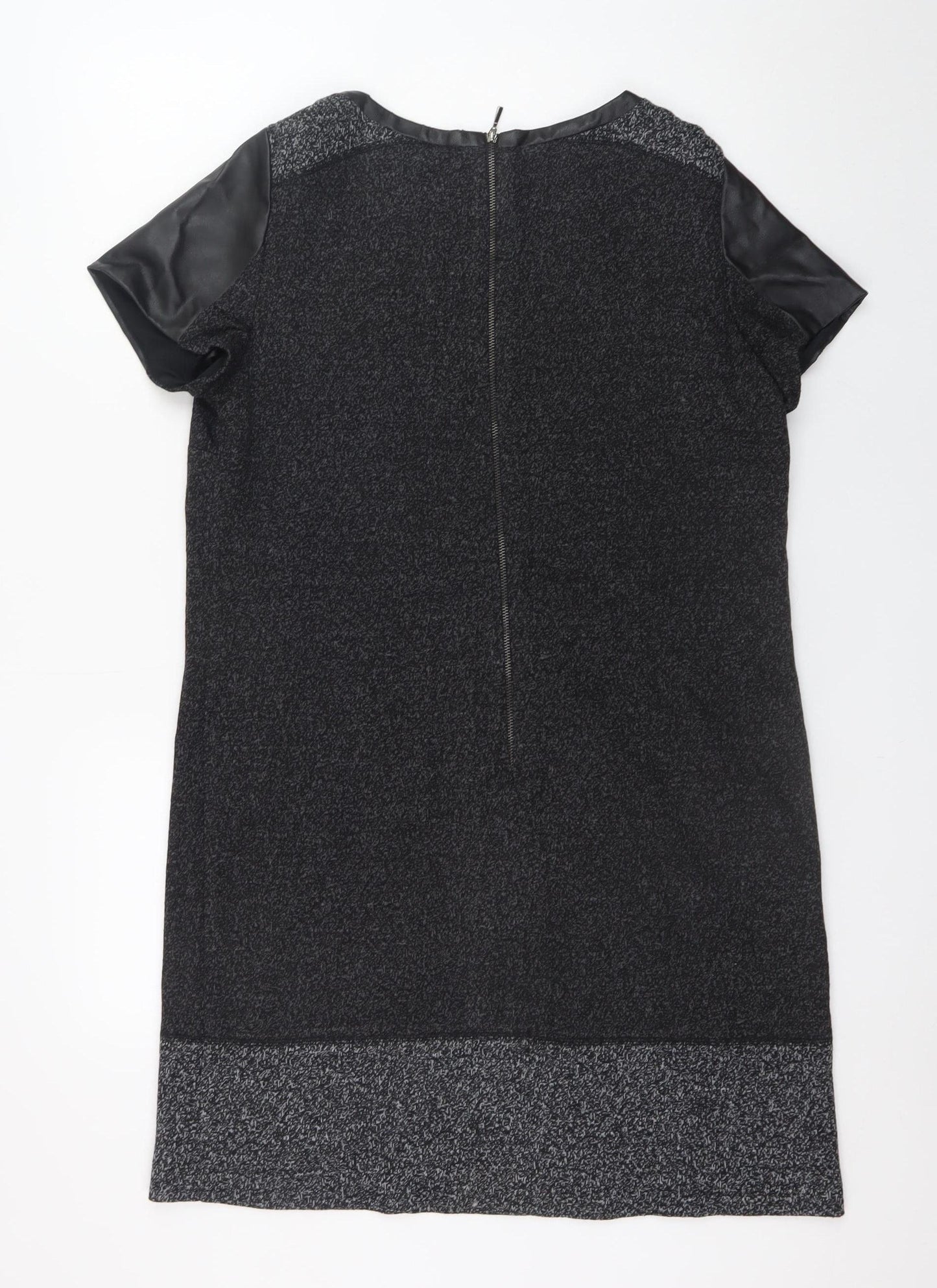 Marks and Spencer Women Black Shift Dress UK 14 Short Sleeve