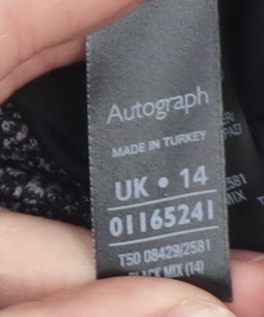 Marks and Spencer Women Black Shift Dress UK 14 Short Sleeve