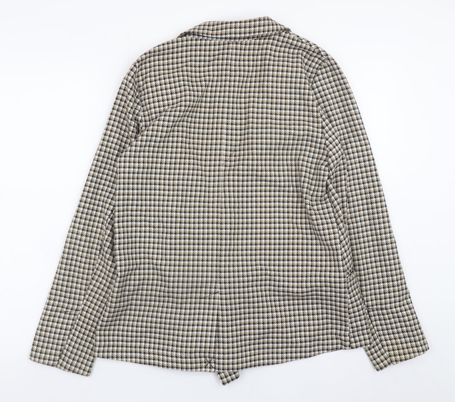 H&M Women Beige Check Blazer Jacket Size S Classic Mid-Length
