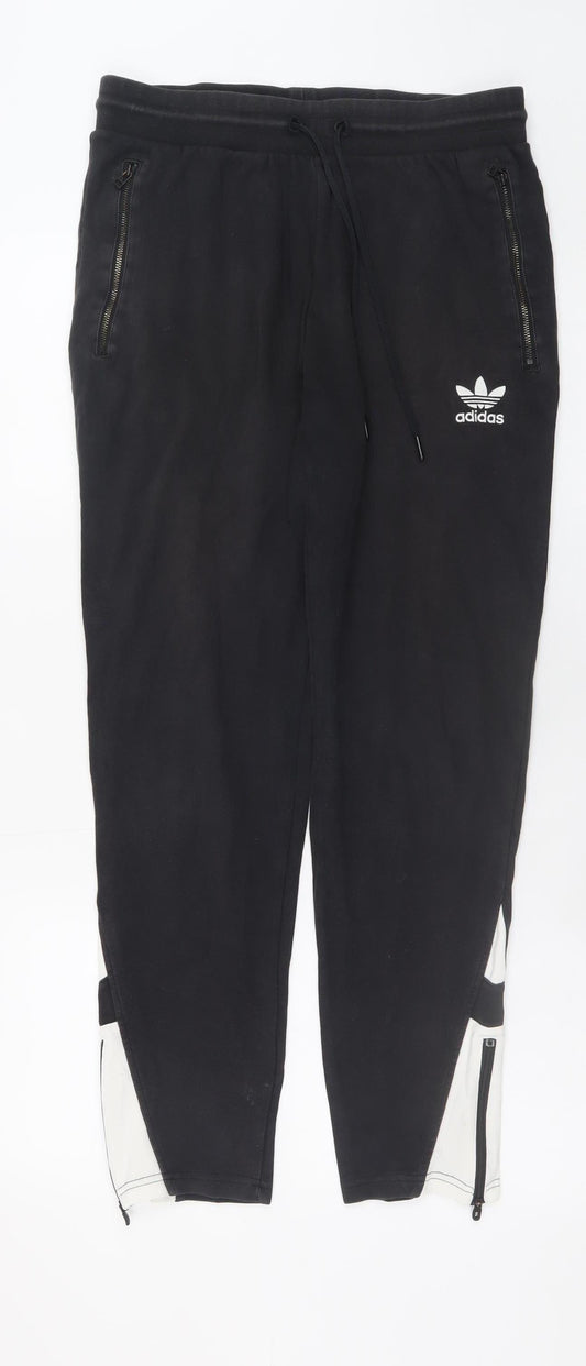 Adidas Mens Black Jogger Sweatpants M 32in Waist Zip Pockets
