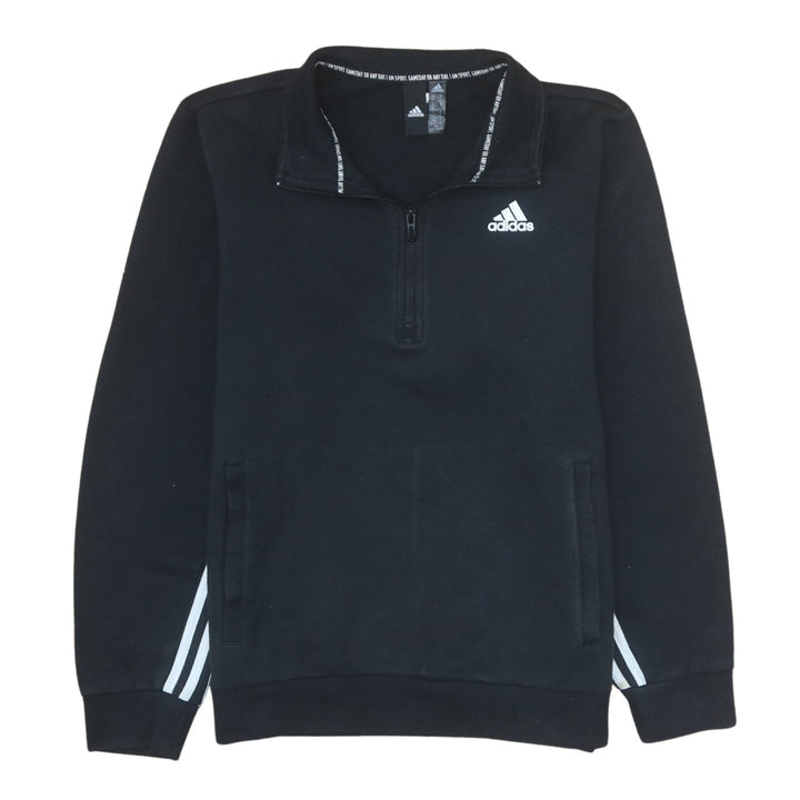 Adidas Men's Black 1/4 Zip Fleece Sweatshirt Size L Regular Fit