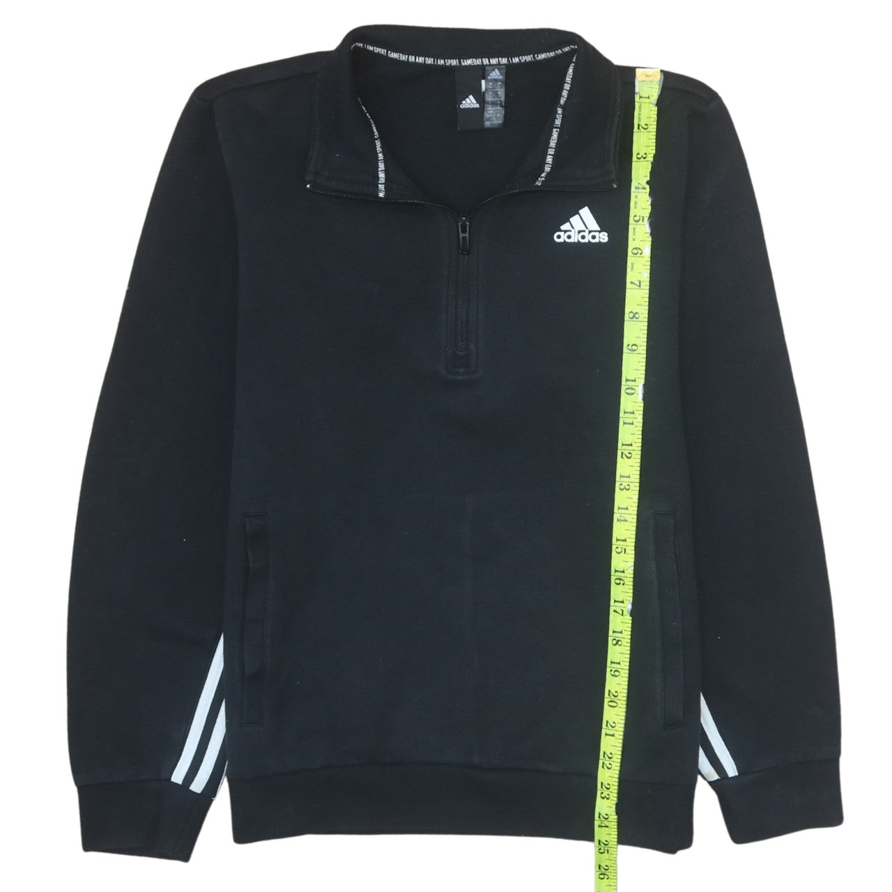 Adidas Men's Black 1/4 Zip Fleece Sweatshirt Size L Regular Fit