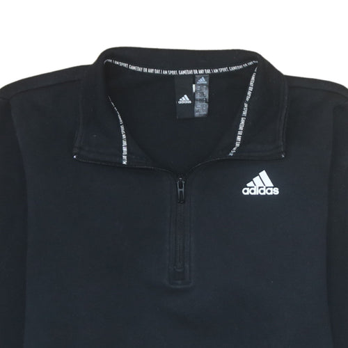 Adidas Men's Black 1/4 Zip Fleece Sweatshirt Size L Regular Fit