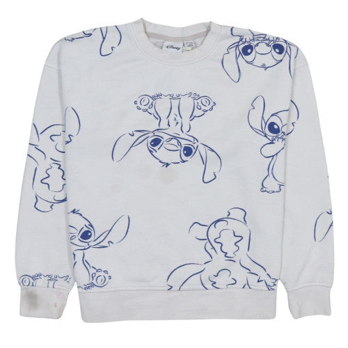 Disney Women White Stitch Print Pullover Sweatshirt XS