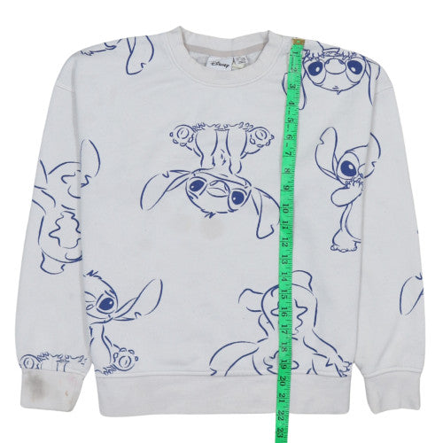 Disney Women White Stitch Print Pullover Sweatshirt XS