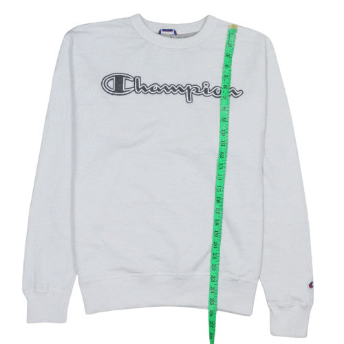 Champion Men's White Pullover Sweatshirt M Crew Neck Fleece Logo