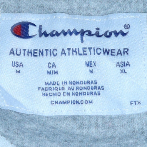Champion Men's White Pullover Sweatshirt M Crew Neck Fleece Logo