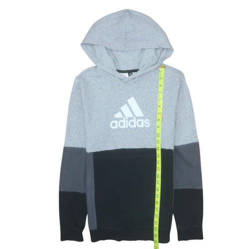 Adidas Boys Grey Colourblock Pullover Hoodie 14 Years