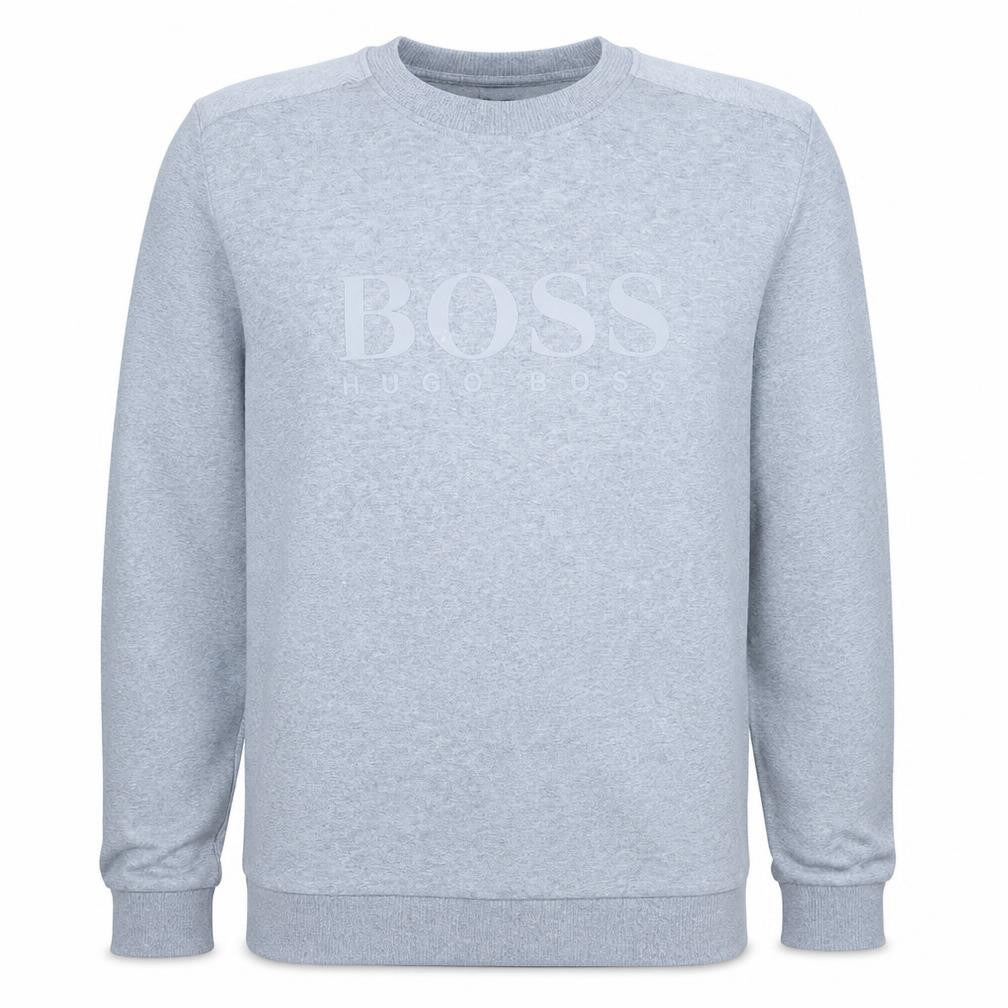 Front view of Hugo Boss Men's Grey Slim Fit Crew Neck Sweatshirt 2XL