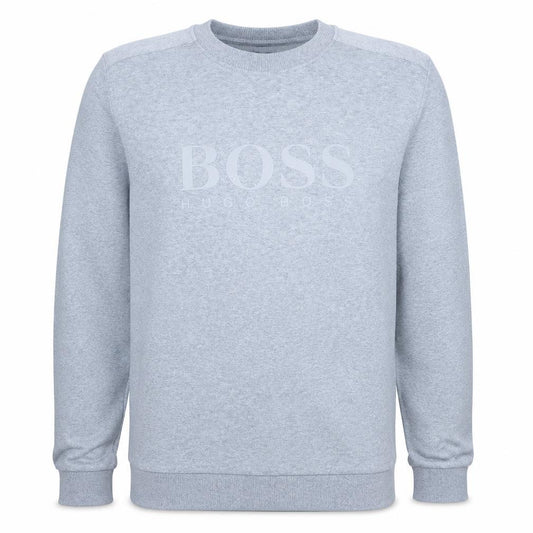 Front view of Hugo Boss Men's Grey Slim Fit Crew Neck Sweatshirt 2XL