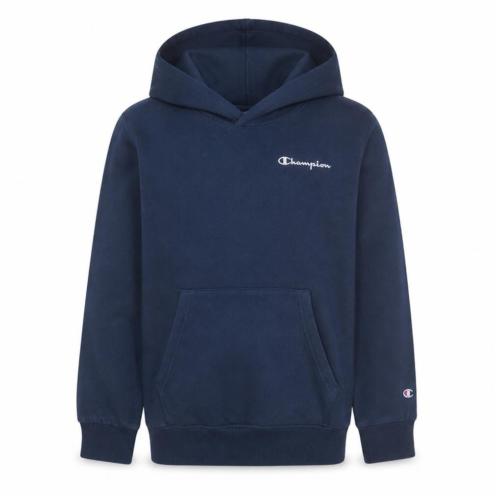 Front view of Champion boys’ navy blue pullover hoodie l 11-12y cotton blend
