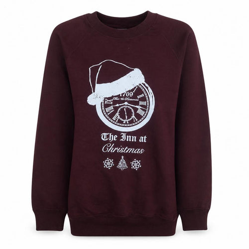 Russell Womens Burgundy Christmas Graphic Sweatshirt XS