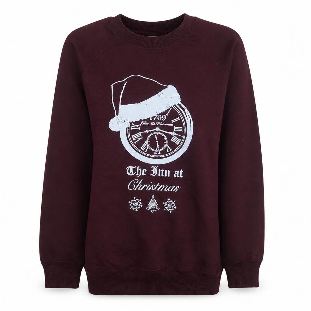 Russell Womens Burgundy Christmas Graphic Sweatshirt XS