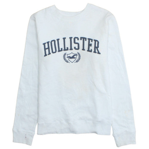 Hollister Womens White Crew Neck Pullover Sweatshirt Size S
