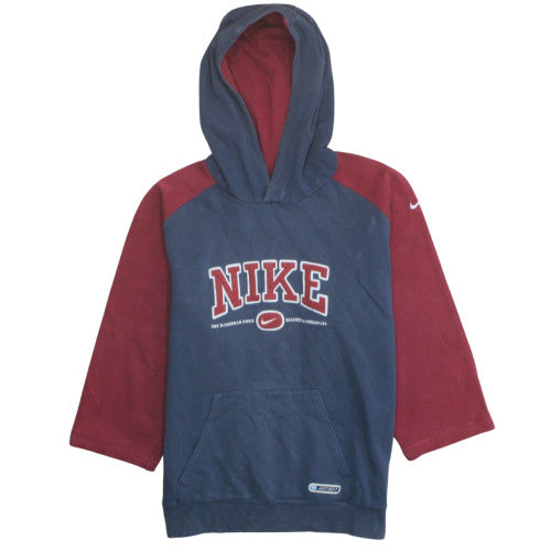 Nike Boys Blue & Red Pullover Hoodie with Logo Print - Size 10-11 Years