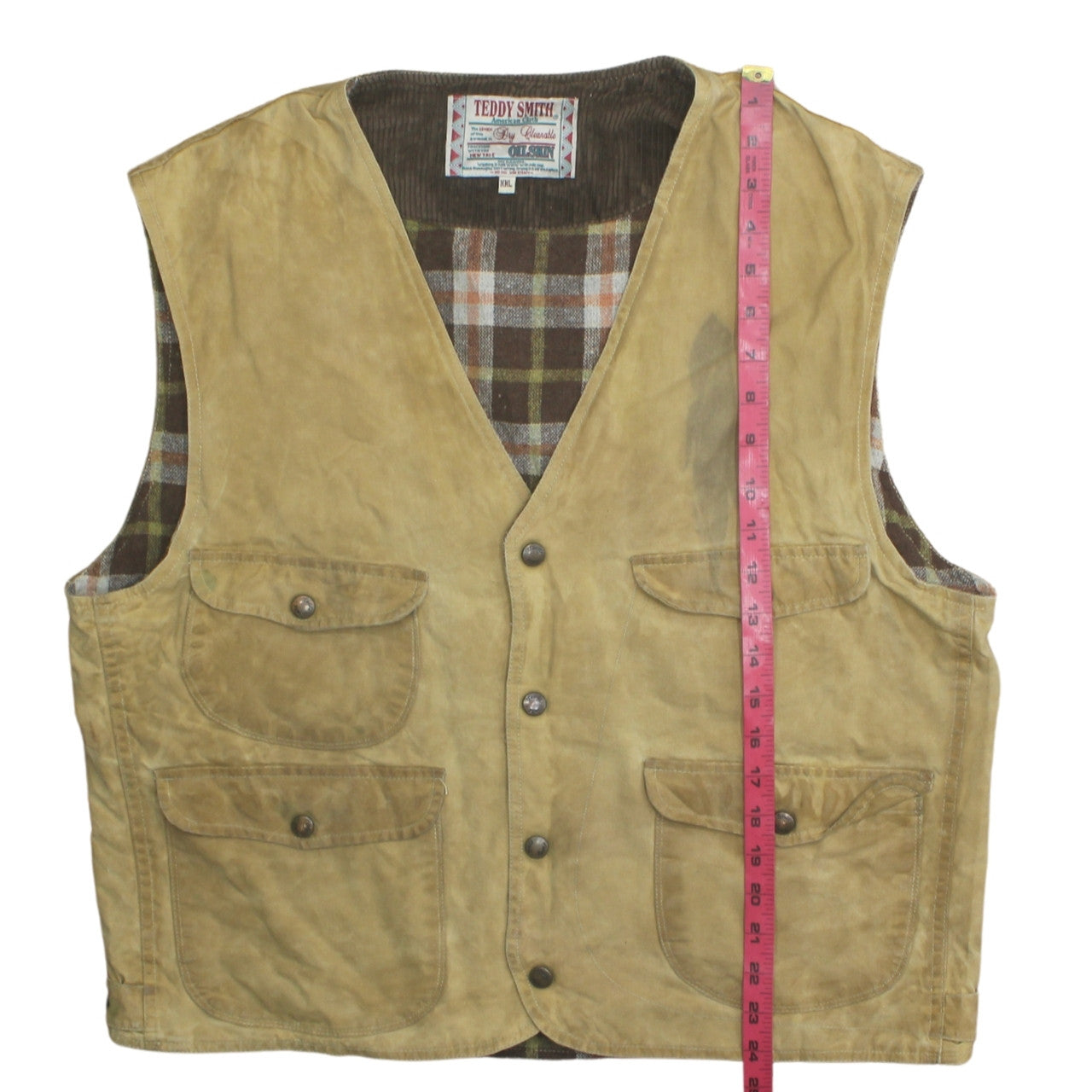 Teddy Smith Men’s Beige Cotton Oilskin Waistcoat XXL Outdoor Workwear Vest