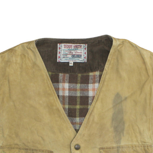 Teddy Smith Men’s Beige Cotton Oilskin Waistcoat XXL Outdoor Workwear Vest