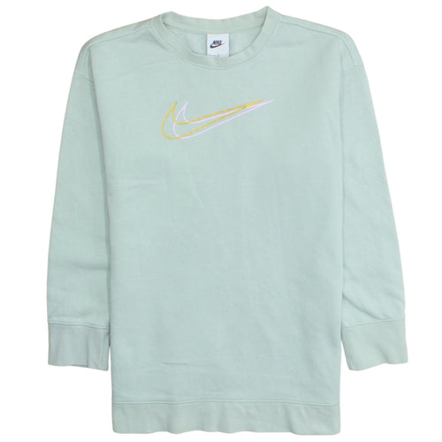 Nike Girls Green Logo Sweatshirt Size 146 Regular Fit Crew Neck