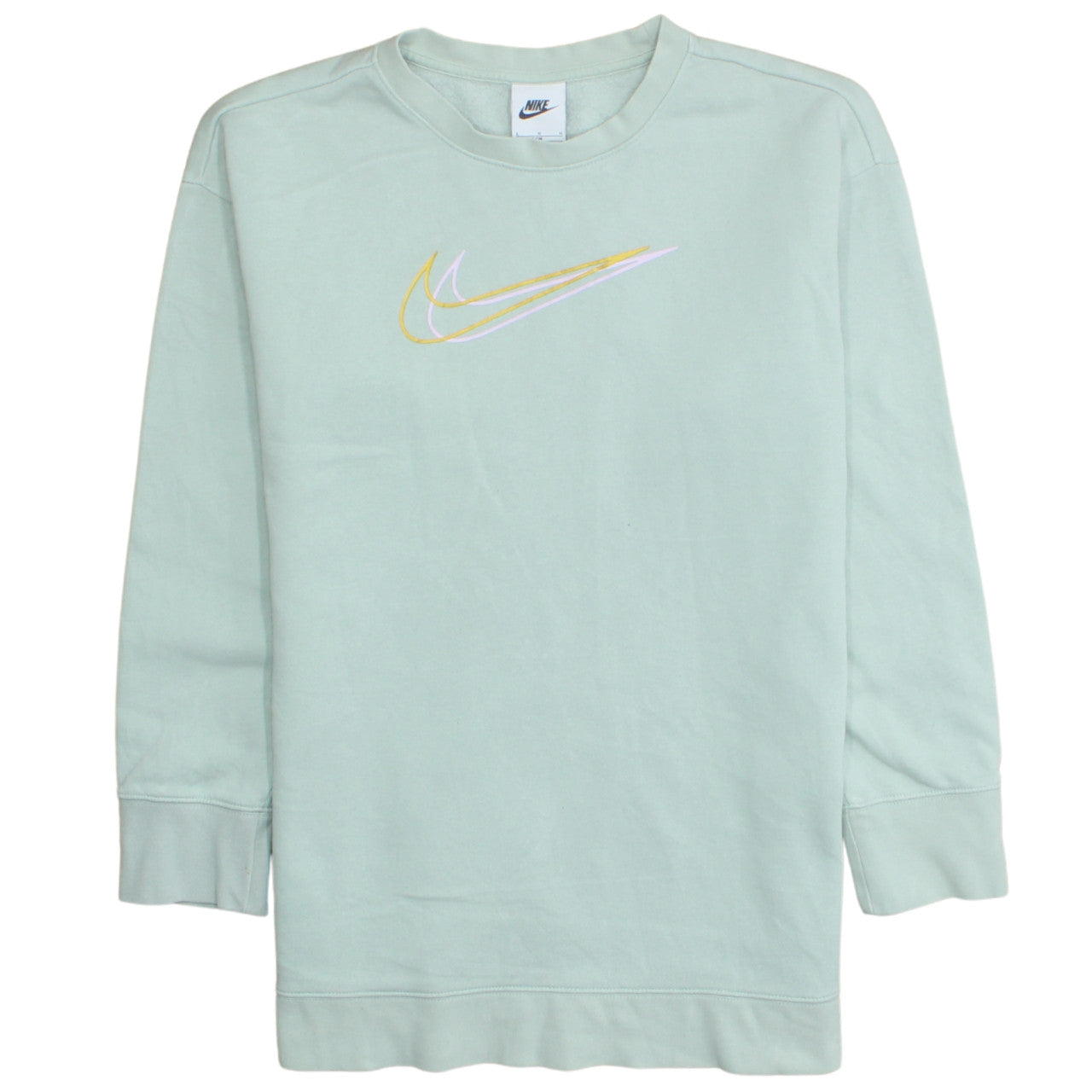 Nike Girls Green Logo Sweatshirt Size 146 Regular Fit Crew Neck