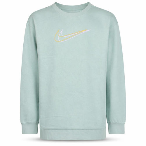 Nike Girls Green Logo Sweatshirt Size 146 Regular Fit Crew Neck