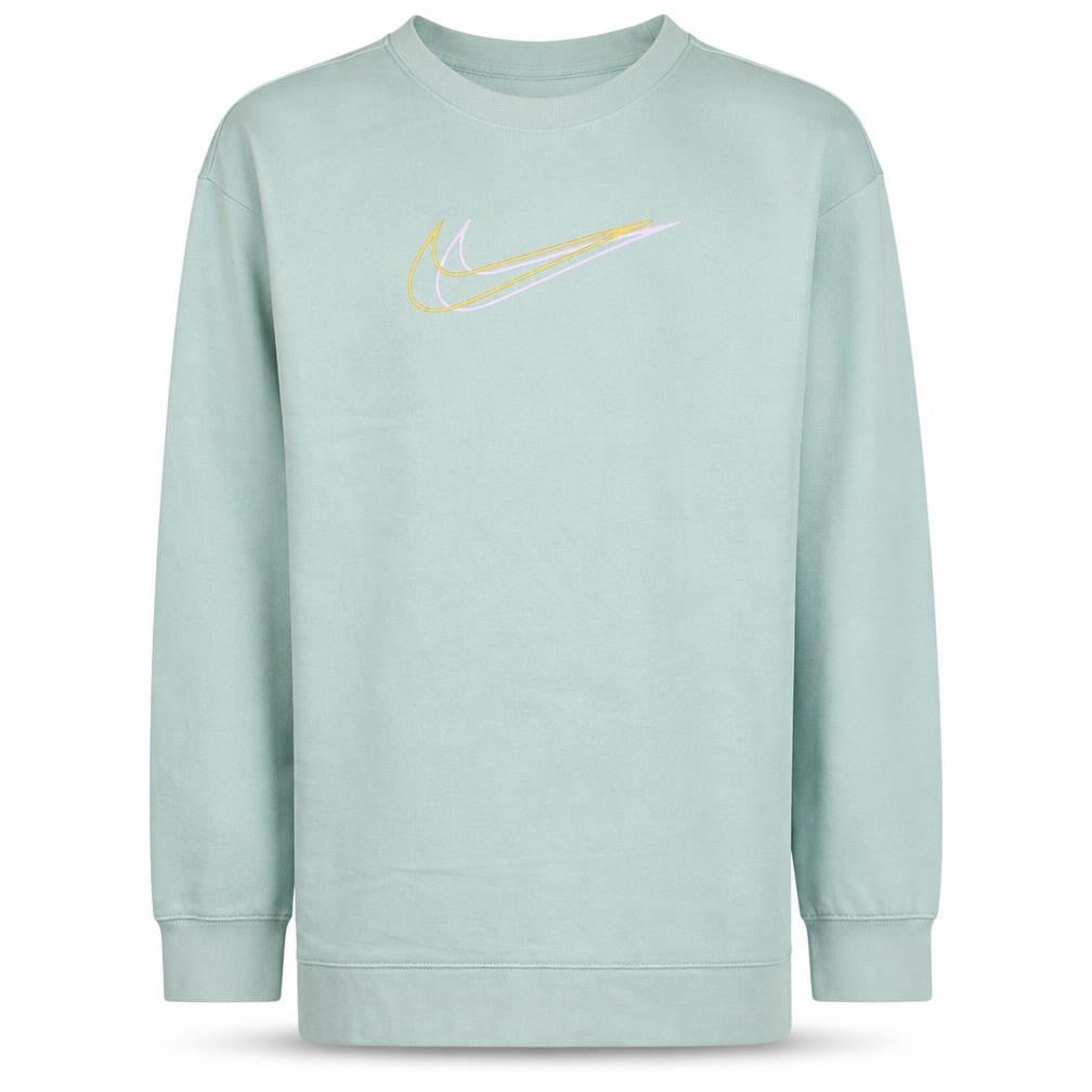 Nike Girls Green Logo Sweatshirt Size 146 Regular Fit Crew Neck