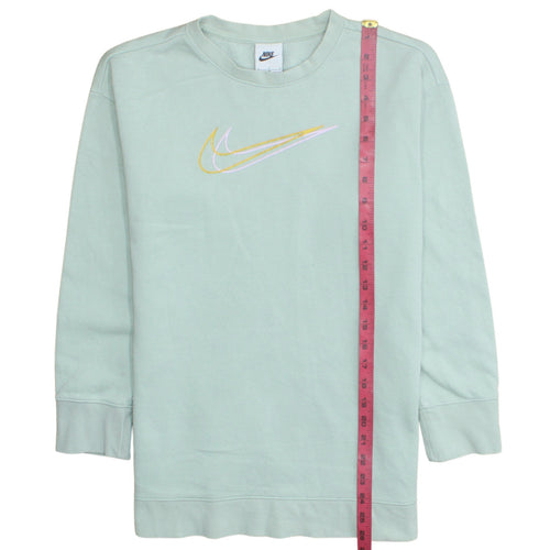 Nike Girls Green Logo Sweatshirt Size 146 Regular Fit Crew Neck