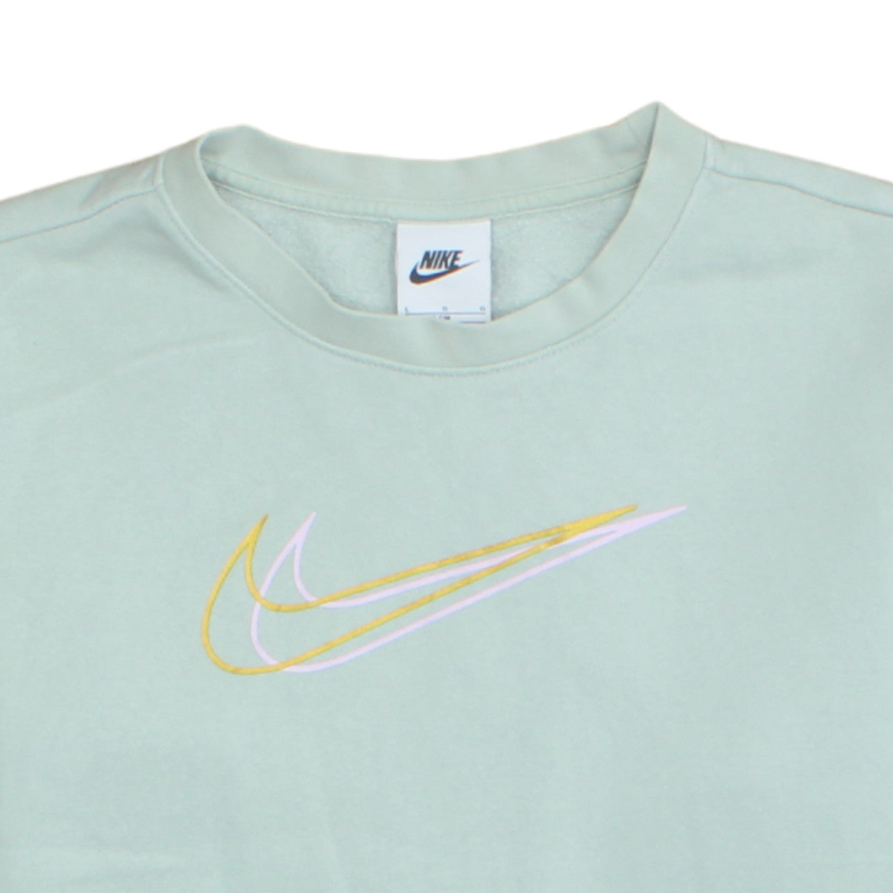 Nike Girls Green Logo Sweatshirt Size 146 Regular Fit Crew Neck