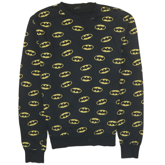 Front view of Cedarwood State Men's Black Batman Logo Sweatshirt, size M