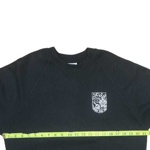 Russell Men's Black Medium Pullover Sweatshirt with Embroidered Logo