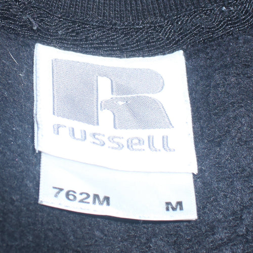 Russell Men's Black Medium Pullover Sweatshirt with Embroidered Logo