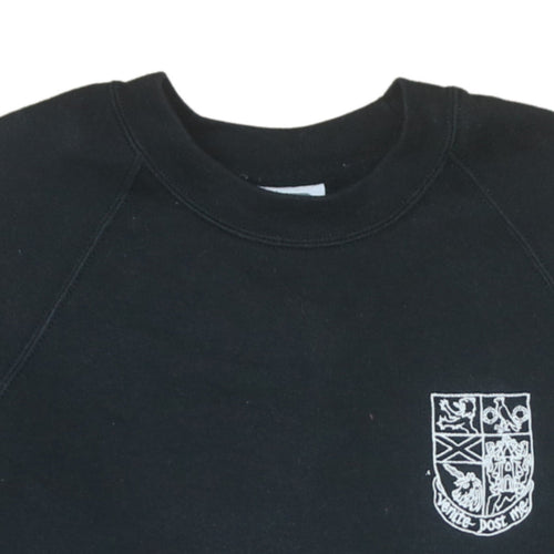 Russell Men's Black Medium Pullover Sweatshirt with Embroidered Logo